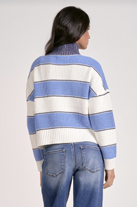 1/4 Zip Lt. Blue Stripe Sweater