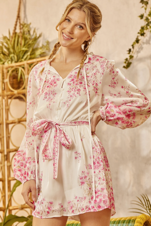 Elegant Satin Like Print Romper
