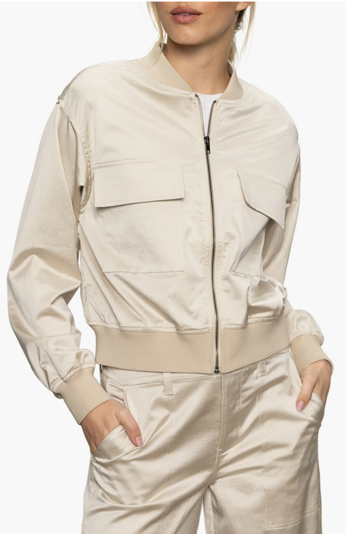 Skyline Sateen Bomber Mother Of Pearl
