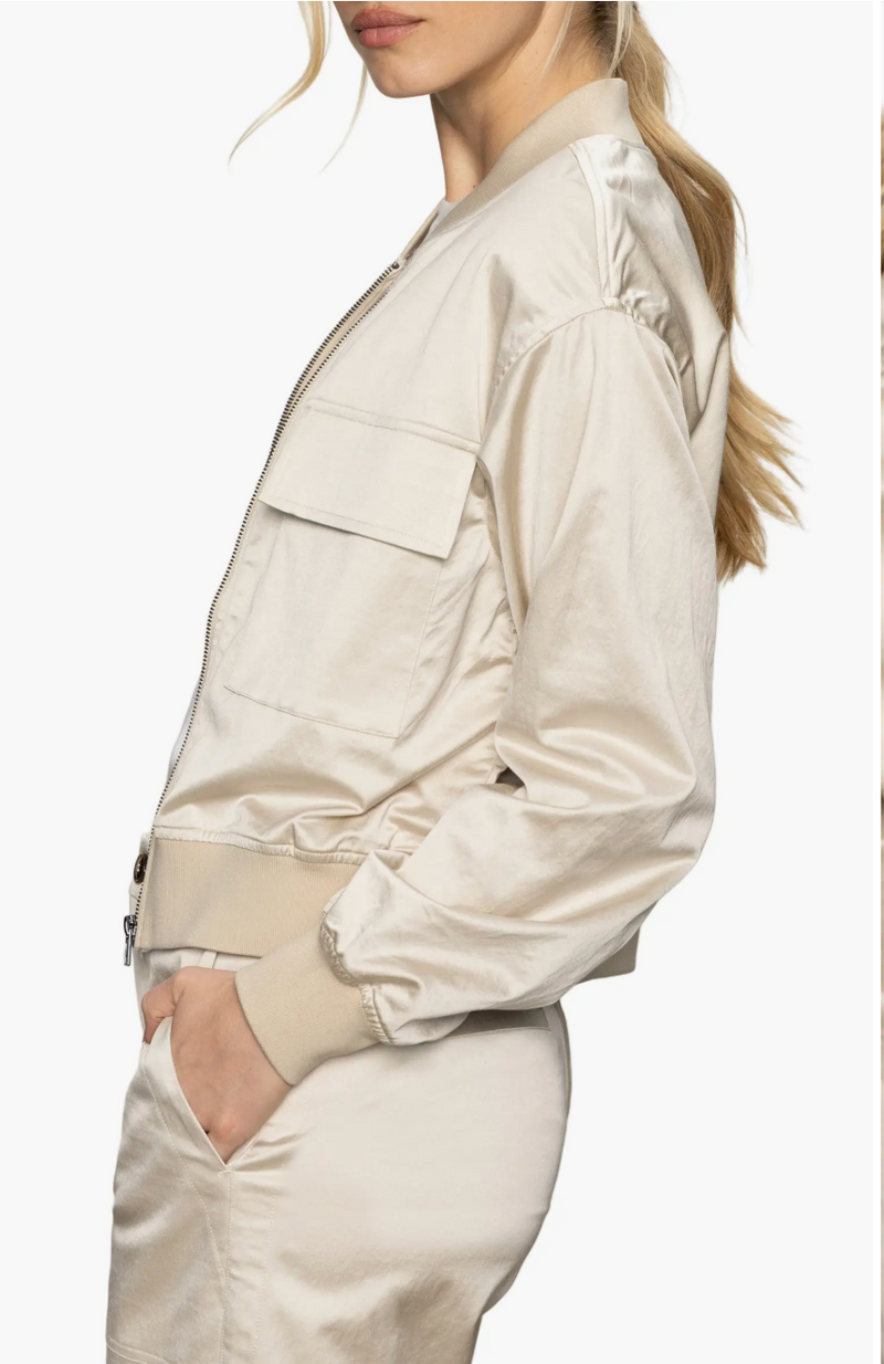 Skyline Sateen Bomber Mother Of Pearl