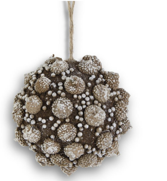 5.25 Inch Brown Acorn Cap Ball Ornament