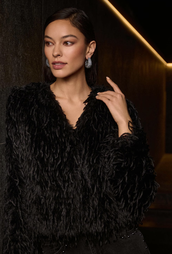Faux Fur Open Front Jacket