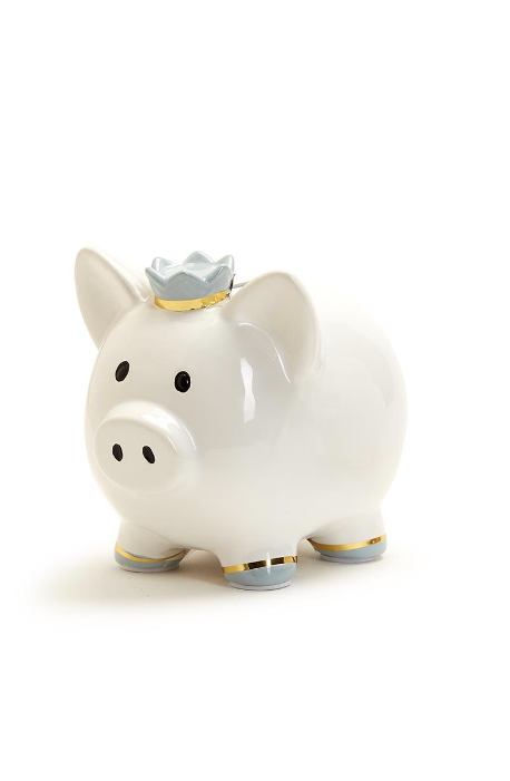 My First Piggy Bank with Crown and Gold Accent