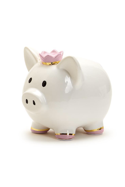 My First Piggy Bank with Crown and Gold Accent