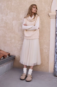 Long Pleated Tulle Skirt
