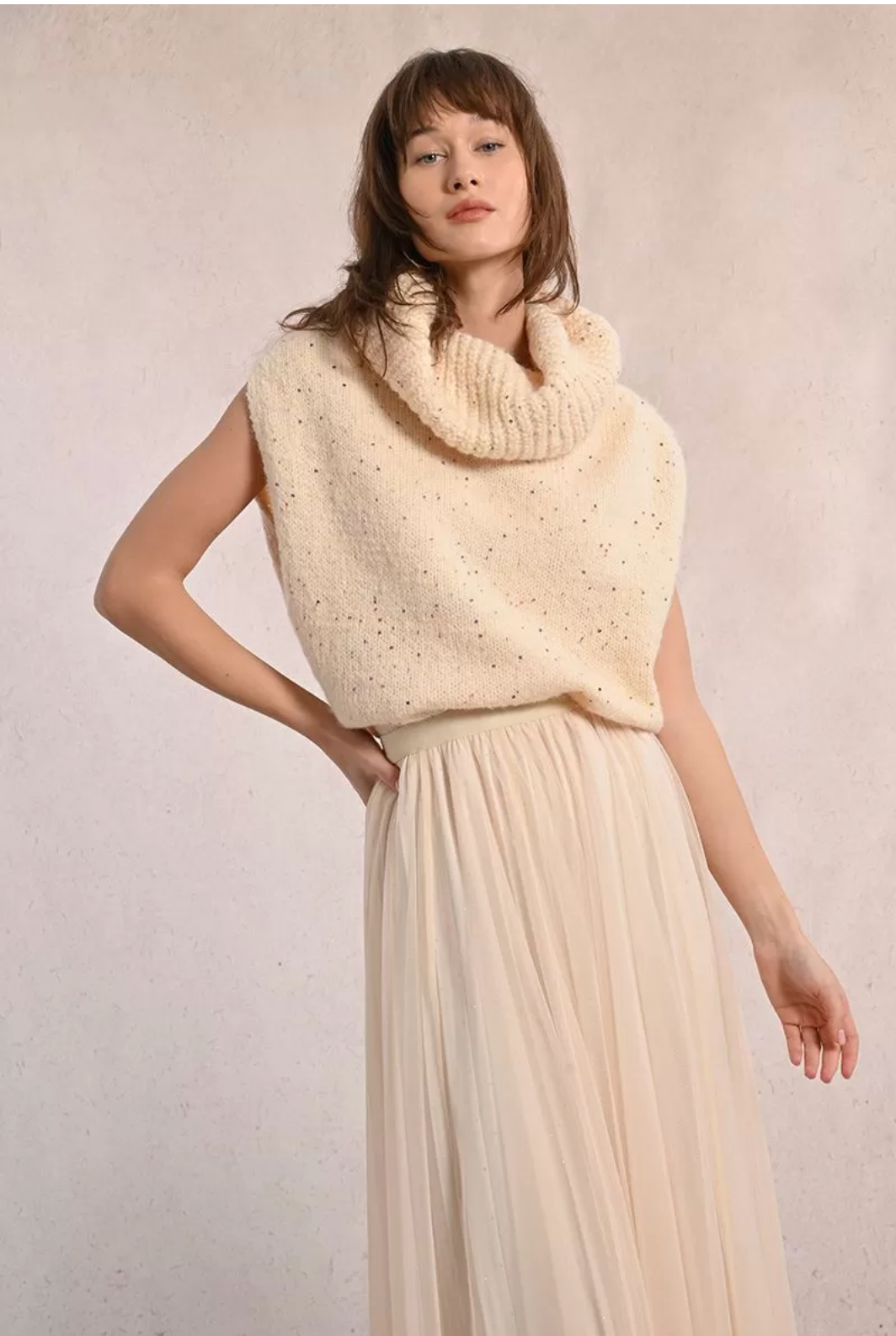 Long Pleated Tulle Skirt