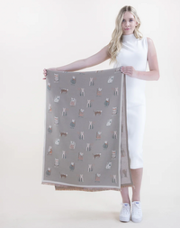 Classy Cat Pattern Scarf W/ Solid Border