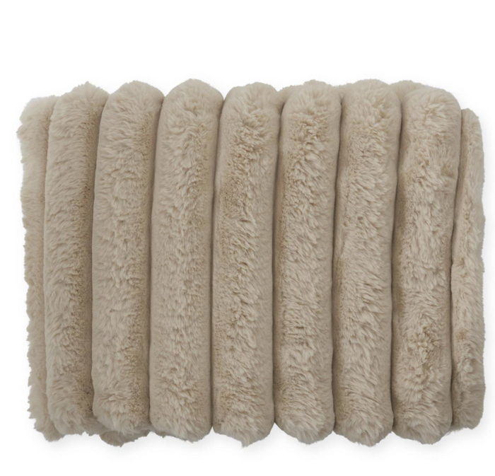 60 Inch Tan Vegan Fur Throw Blanket