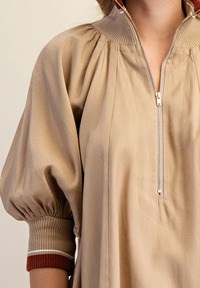 Mock Neck Band Puff Sleeve