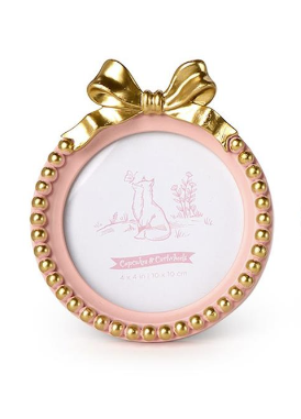 Golden Bow 4" x 4" Round Photo Frame