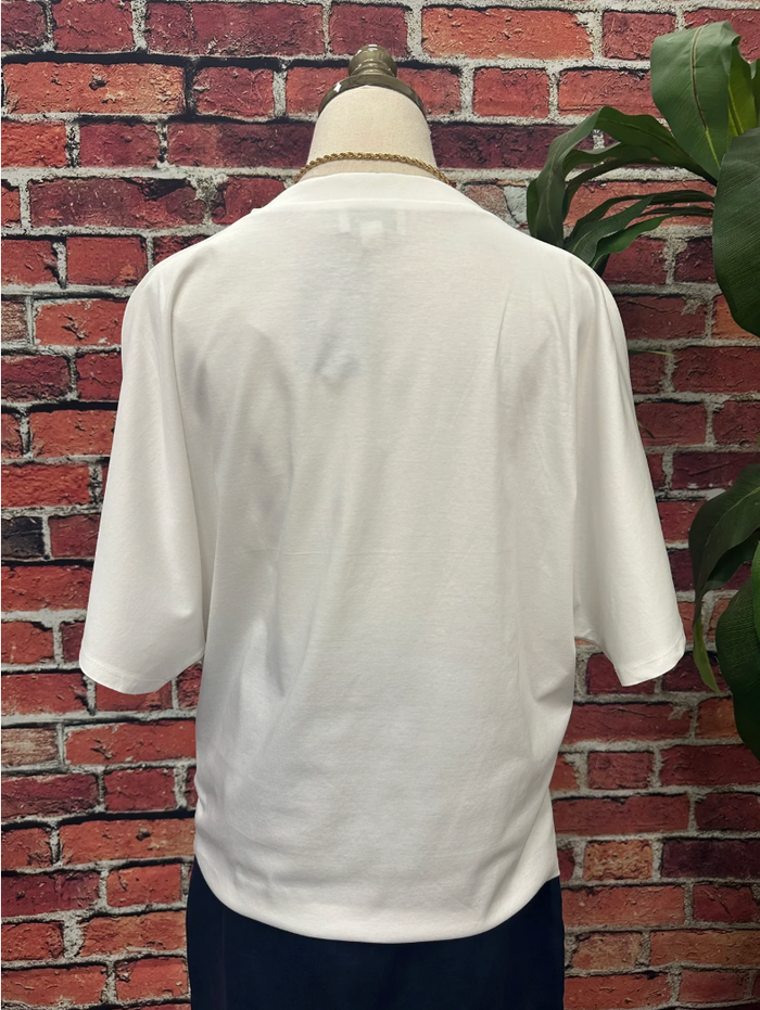 Glazed Cotton Batwing Waist Tie T Shirt