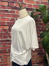 Glazed Cotton Batwing Waist Tie T Shirt