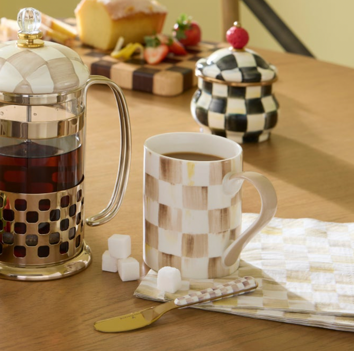 Mocha Check Bistro Spreaders, Set of 2