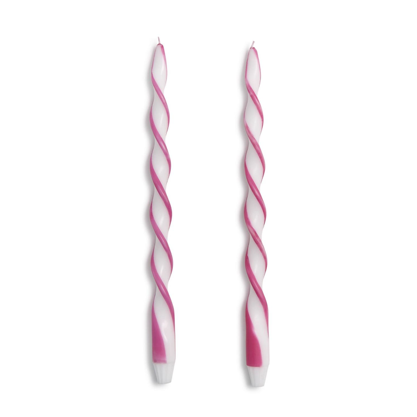 Twist and Glow Set of 2 Pink Ribbon 15 3/4" Twist Taper Candles