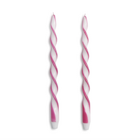 Twist and Glow Set of 2 Pink Ribbon 15 3/4" Twist Taper Candles