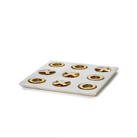 Piazza Marble Hand-Crafted Tic-Tac-Toe with Gold Game Pieces
