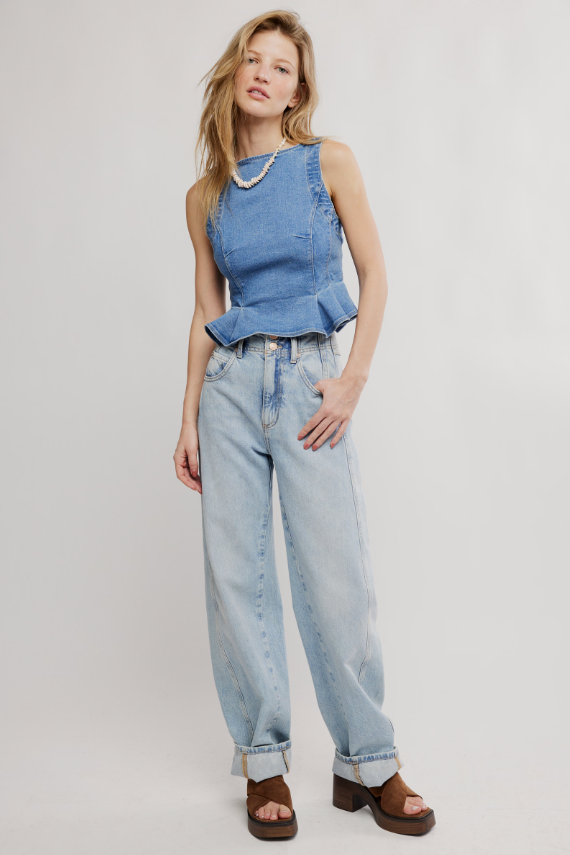Sunfaded Denim Top