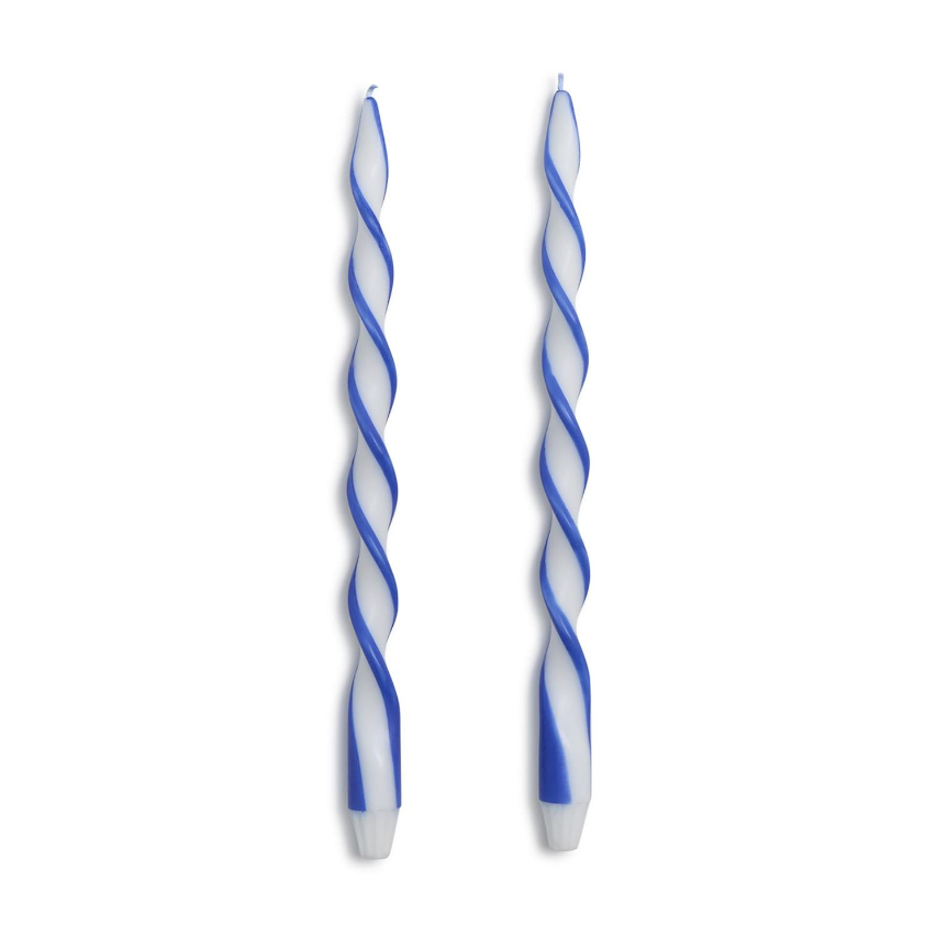 Twist and Glow Set of 2 Blue Ribbon 15 3/4" Twist Taper Candles