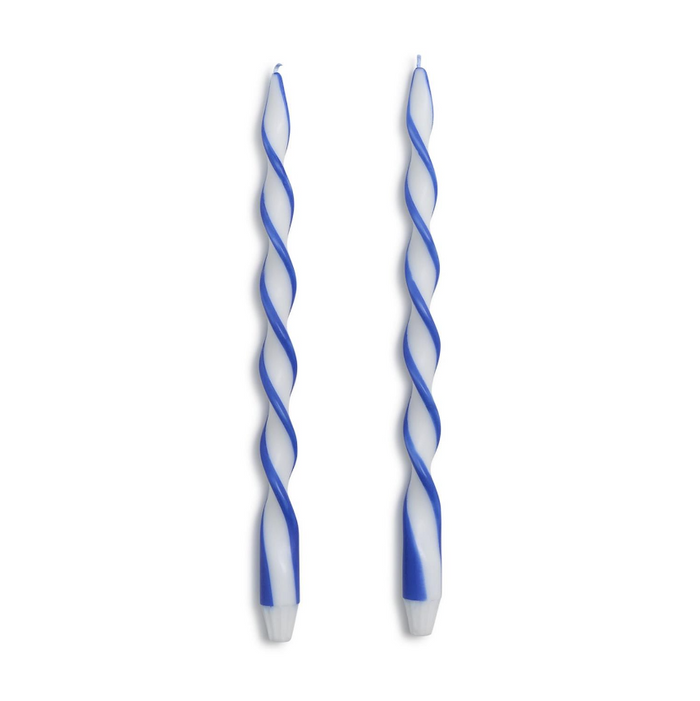 Twist and Glow Set of 2 Blue Ribbon 15 3/4" Twist Taper Candles