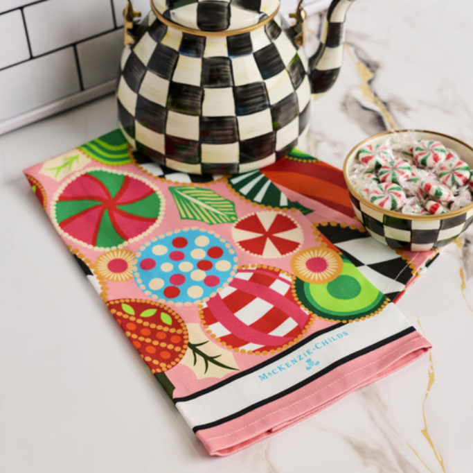 Jolly Ornaments Printed Dish Towel