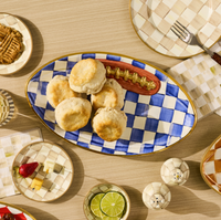 Royal Check Ceramic Football Platter