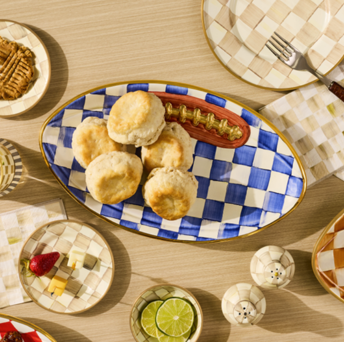 Royal Check Ceramic Football Platter
