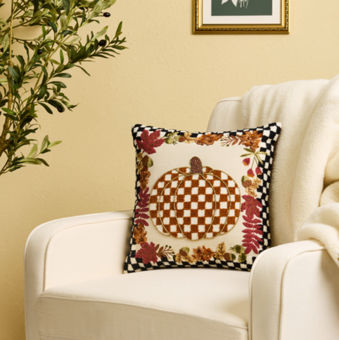Check Pumpkin Throw Pillow