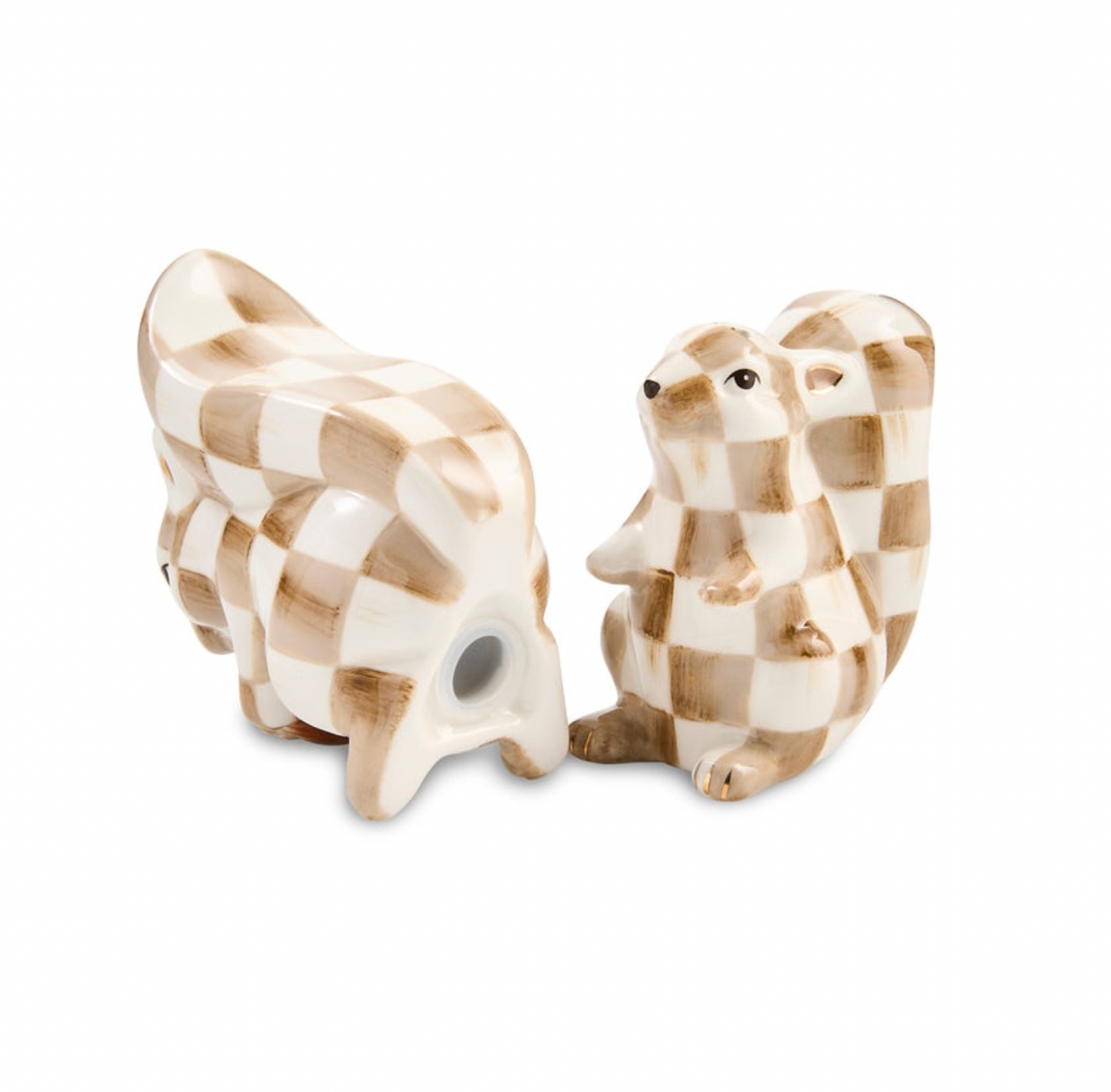 Mocha Check Squirrel Salt & Pepper Set