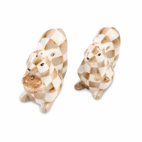 Mocha Check Squirrel Salt & Pepper Set