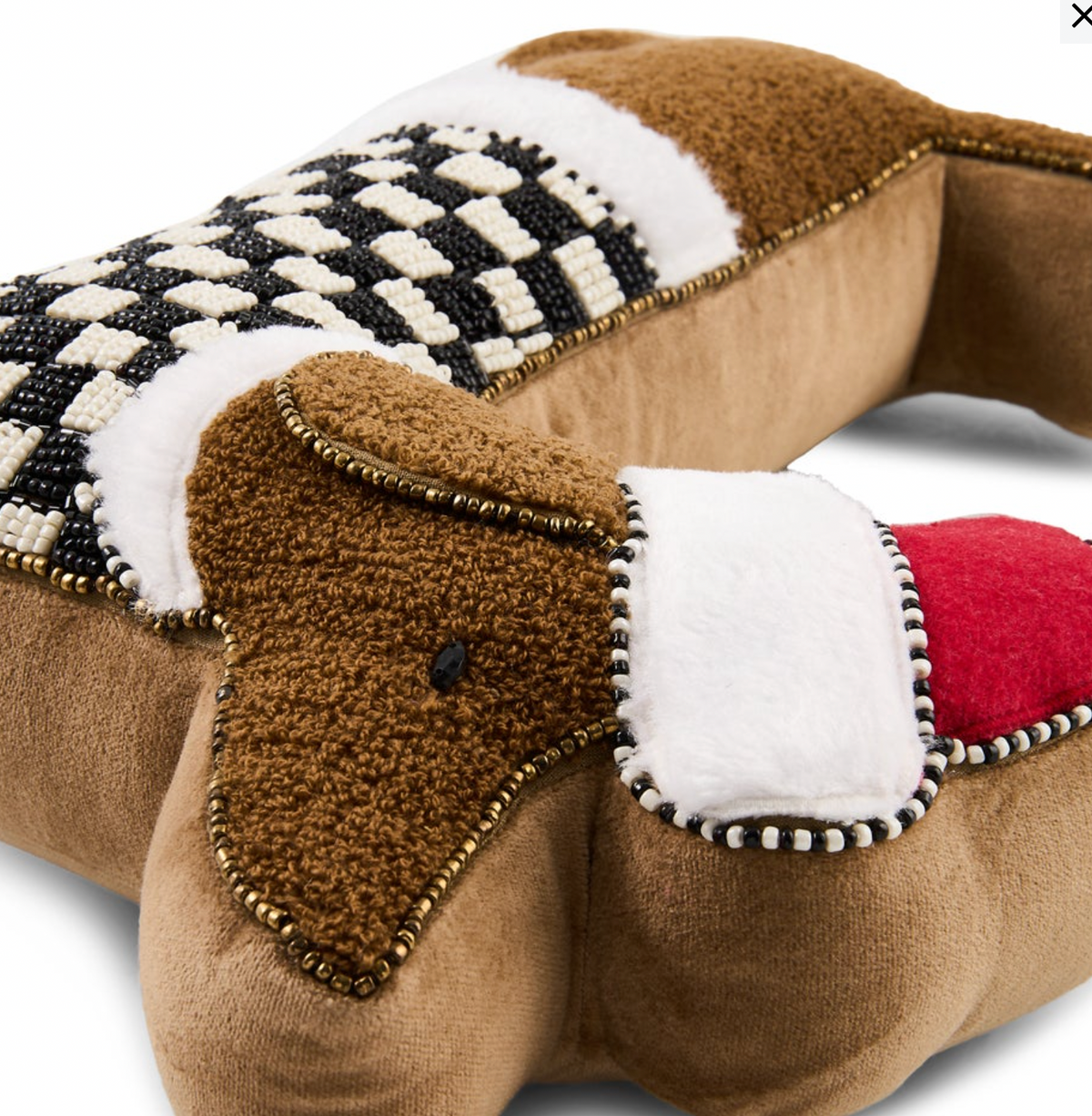 Holiday Dachshund Shape Throw Pillow