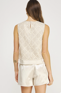 Satin Contrast Sequins Shorts & Top