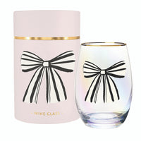 Gold Foil Stemless Wine Glass - Birthday Bow