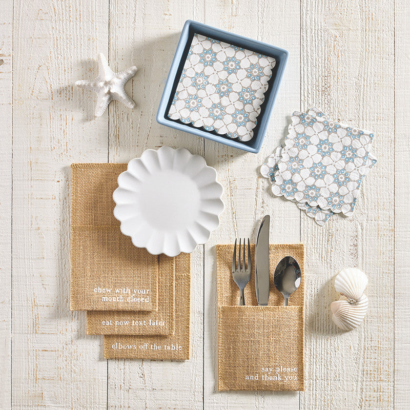 Face to Face Ceramic Tray + Napkins - Blue Tile