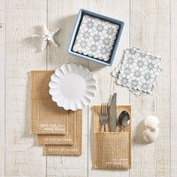 Face to Face Ceramic Tray + Napkins - Blue Tile