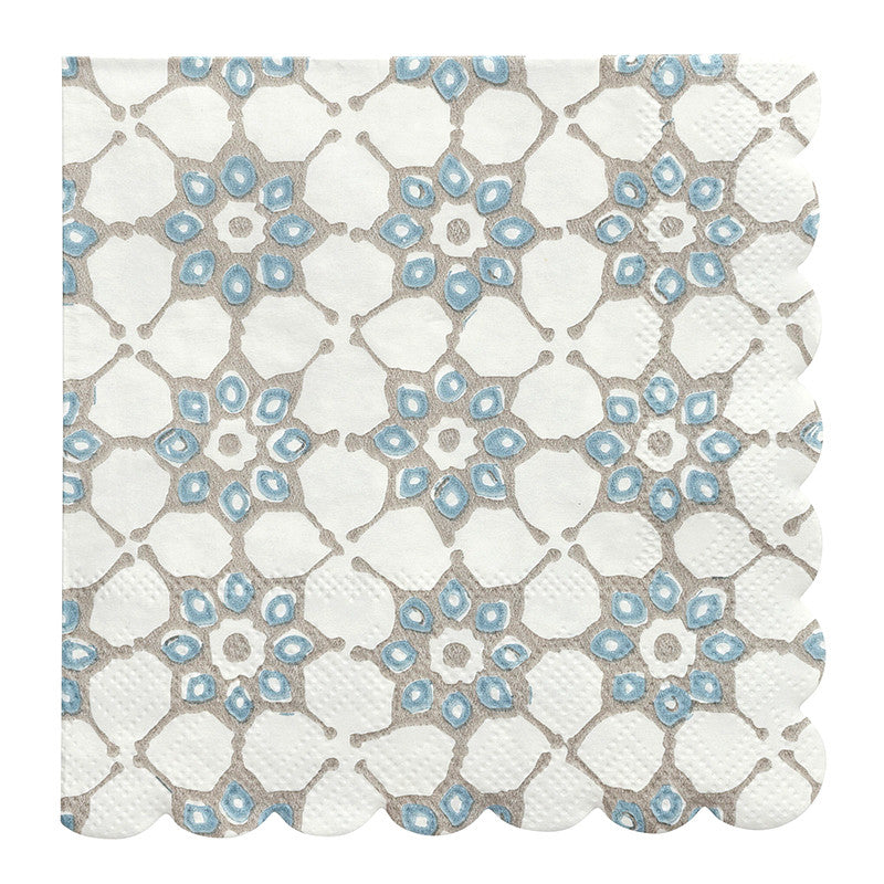 Face to Face Ceramic Tray + Napkins - Blue Tile