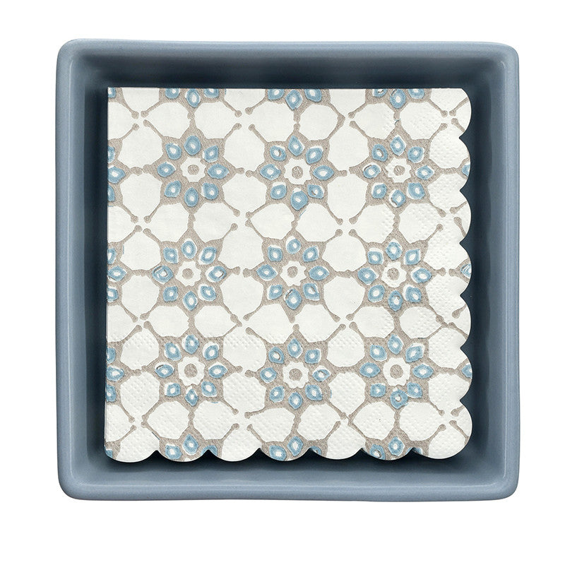 Face to Face Ceramic Tray + Napkins - Blue Tile