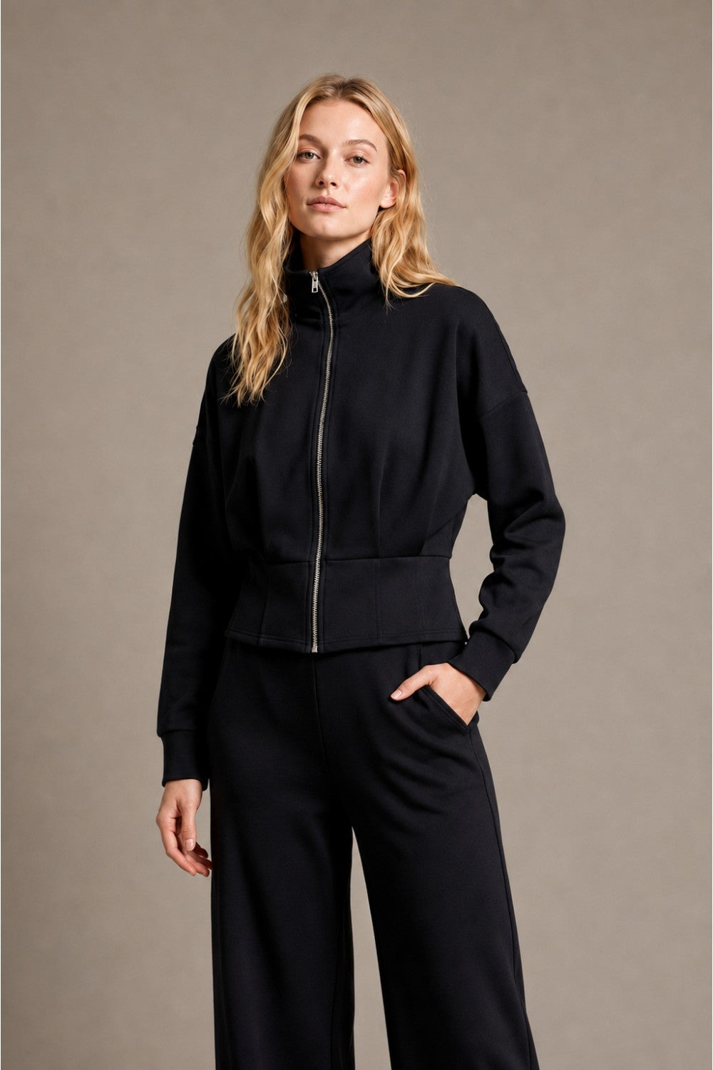 High Collar, Cropped Soft Modal Jacket