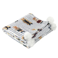 Plush Blanket - Bear + Blue Stripes