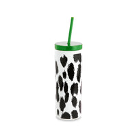 Acrylic Tumbler with Straw, Modern Leopard