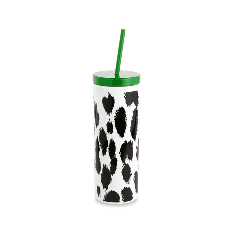 Acrylic Tumbler with Straw, Modern Leopard