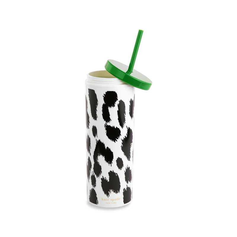 Acrylic Tumbler with Straw, Modern Leopard