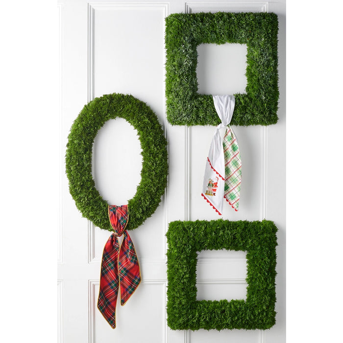24" Iced Square Cedar Wreath