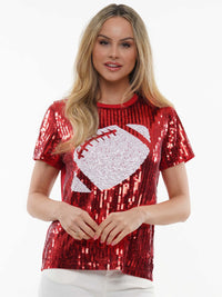Red Football Sequin Top