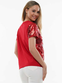 Red Football Sequin Top