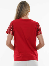 Red Football Sequin Top