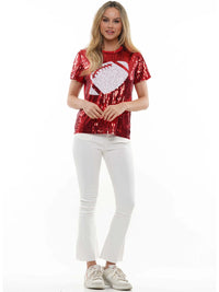 Red Football Sequin Top