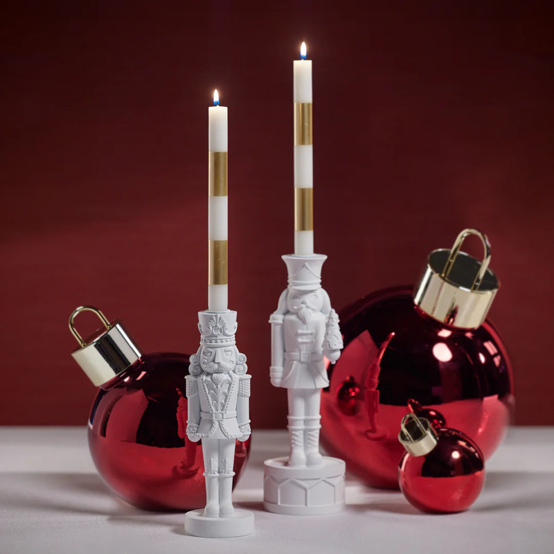 Nutcracker Taper Holder - Matt White - 10 in
