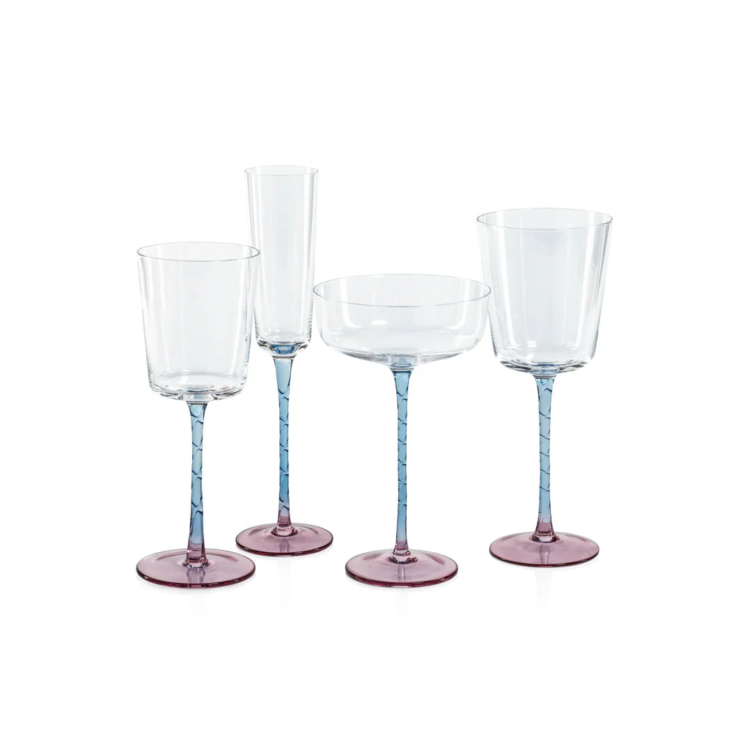 Vicenza Glassware - Pink and Blue - White Wine Glass