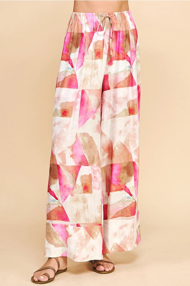 Print Woven Wide Leg Pants