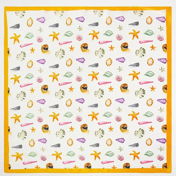 Ocean Hour Yellow Square Satin Scarf